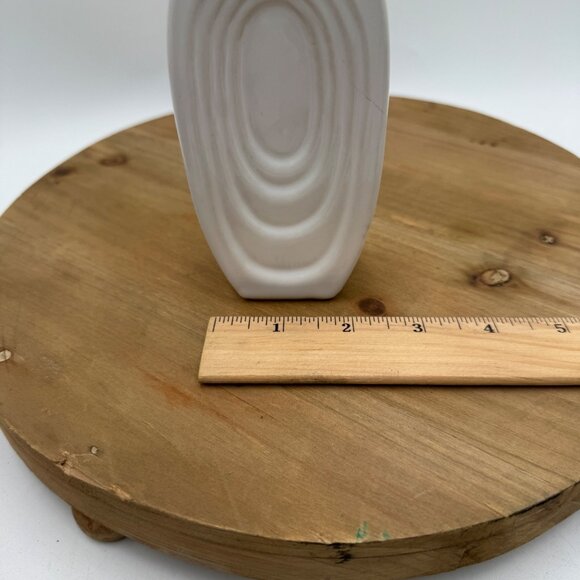 3 Vintage MCM Art Deco Oval Repeating Ring Bud Vases Marked Bottom White *READ* - Picture 16 of 16